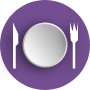 An icon of a plate with a spoon and fork on each side